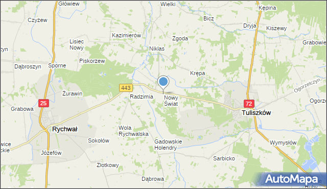 mapa Nowy Świat, Nowy Świat gmina Tuliszków na mapie Targeo